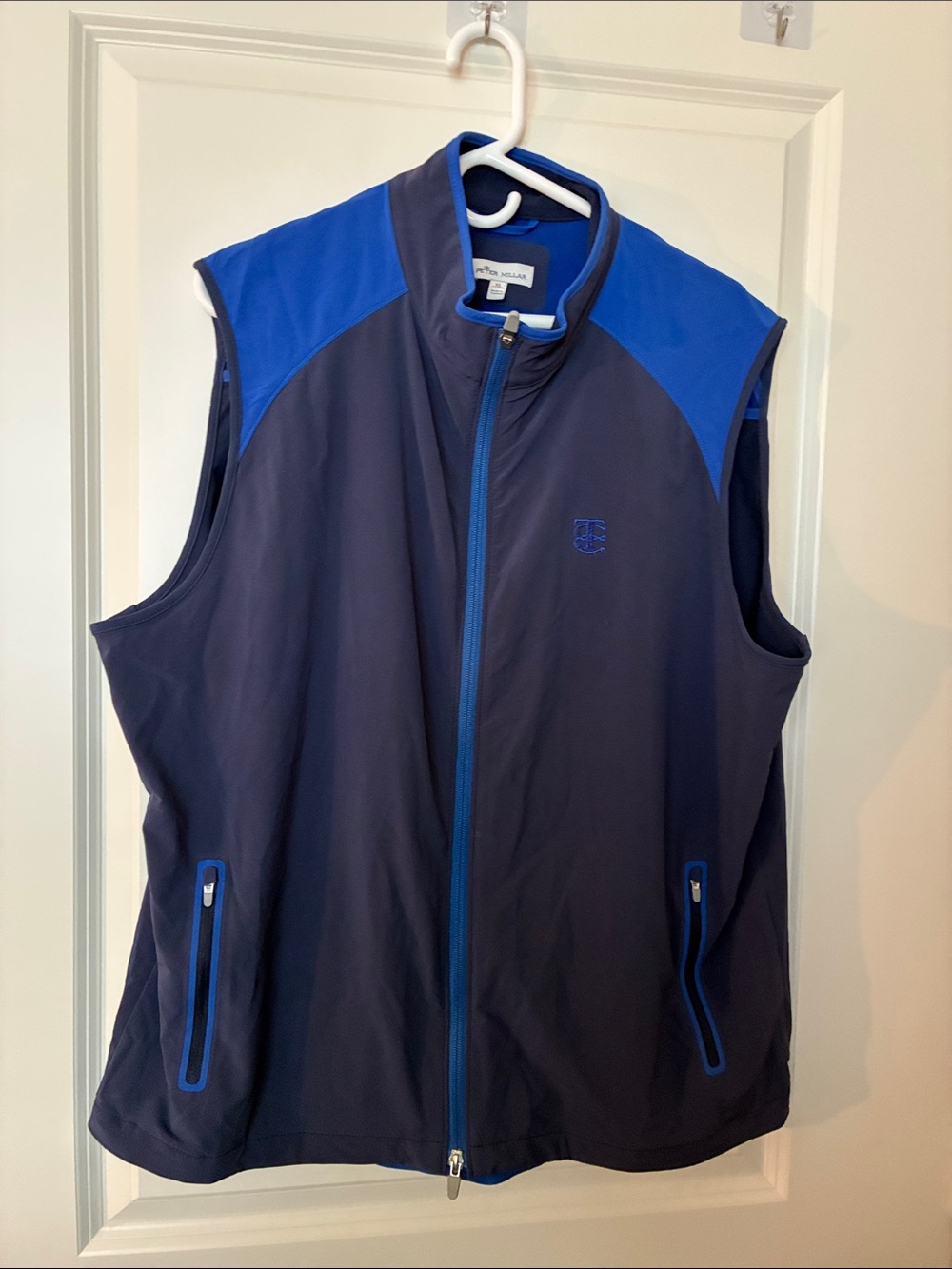 Peter Millar Navy with Royal Blue Trim Performance Zip Vest